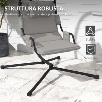 Outsunny Amaca a Dondolo Imbottita con Cuscino, Gancio e Catena, in Acciaio e Poliestere, 118x98x192 cm, Grigio e Nero(m-7)