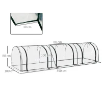 Outsunny Estufa para Jardim Estufa Pequena para Cultivo de Plantas com 3 Janelas 350x100x80 cm Transparente e Verde(m-3)