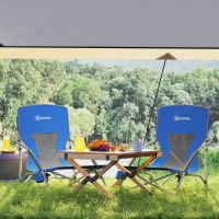 Outsunny Conjunto de 2 Sillas de Playa Plegables y Ligeras con Respaldo de Malla Reposabrazos y Bolsa 58x55x62 cm Azul Oscuro(m-8)