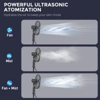 HOMCOM Pedestal Fan with Water Mist Spray, Spray Misting Fan with 70° Oscillation, Tilt Head, 3 Speeds, 3 Modes, Adjustable Mist, 3.2L Water Tank, for Home, 120 cm(m-4)
