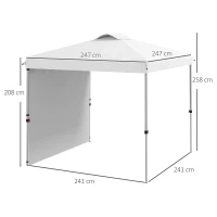 Outsunny Carpa Plegable de Jardín de 2,5x2,5 m con Altura Ajustable Anti-UV con 1 Pared Lateral y Bolsas de Arena Blanco(m-3)