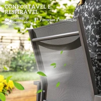 Outsunny Conjunto de 2 Cadeiras de Jardim Empilháveis com Tecido Transpirável e Estrutura em Aço 56x58x89 cm Cinzento Escuro(m-6)