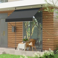 Outsunny Toldo Manual Retráctil 200x120x210-310 cm para Balcón y Terraza con Altura Ajustable con Manivela Negro(m-9)
