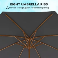Outsunny 3m Wood Pole Parasol Umbrella - Grey(m-7)