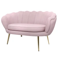 HOMCOM Divanetto 2 Posti in Stile Industrial Chic in Tessuto Effetto Velluto e Metallo, 130x77x77 cm, Rosa(m-10)