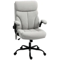 HOMCOM Silla de Oficina con Masaje Altura Ajustable y Reposabrazos Abatibles Tapizado Transpirable 66x67x113-121 cm Gris(m-11)