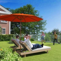 Outsunny 3m Wood Pole Parasol Umbrella - Orange(m-8)