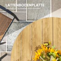 Outsunny Tuintafel Ø118cm, Weerbestendig Balkontafel uit Aluminium, Bijzettafel met Kruispoten Latontwerp Teak(m-5)