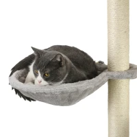 PawHut Juego de Escalada para Gatos de 4 Piezas Montado en la Pared con Hamaca Plataformas y Rascadores de Sisal Gris(m-8)