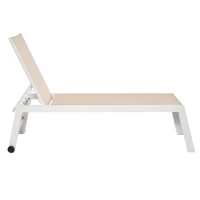 Outsunny Sonnenliege, Gartenliege, 5-stufige Rückenlehne, Aluminium, Cremeweiß, 202 x 65 x 43 cm(m-11)