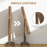 HOMCOM Espejo Joyero de Pie con Ángulo Ajustable y Ranuras para Pendientes Anillos y Collares 46x36,5x151,5 cm Marrón Rústico(m-5)