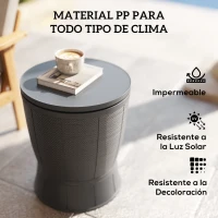 Outsunny Mesa Nevera para Exterior 41 L 3 en 1 Cool Bar Mesa Auxiliar con Altura Ajustable Cubo de Hielo Tapa Elevable Gris(m-7)