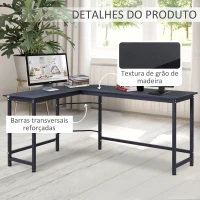 Vinsetto Secretária de Canto Mesa de Computador em Forma de L com Estrutura de Aço 168x120x75cm Preto(m-6)