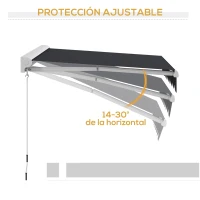 Outsunny Toldo Eléctrico Retráctil y Manual 250x200 cm Toldo Portátil con Mando a Distancia Manivela Marco de Aluminio Gris(m-7)