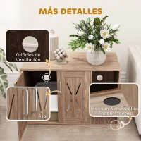 PawHut Mueble Arenero para Gatos 3 en 1 con Puertas Estera para Rascar y Compartimento 80x48x50,5 cm Marrón(m-7)