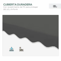 Outsunny Sombrilla Terraza Exterior con Techo Doble con Borde Ondulado Manivela y Base Cruzada 243x243x251 cm Gris Oscuro(m-5)