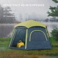 Outsunny Tenda de Campismo para 2-3 Pessoas Dobrável com Fácil Instalação e Bolsa de Transporte 280x240x155 cm Azul e Verde(m-6)