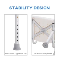 HOMCOM Bath Chair Shower Stool Safety Seat Bathroom Adjustable Positions Elderly Aids(m-6)