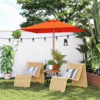 Outsunny 2m Tilting Wooden Pole Parasol - Orange(m-8)