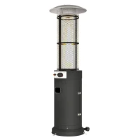 Outsunny 11 KW Freestanding Gas Patio Heater, Adjustable Outdoor Garden Propane Heater with Tip-Over Switch, Wheels, Pulse Ignition, Tank Room with Openable Door, Black(m-10)