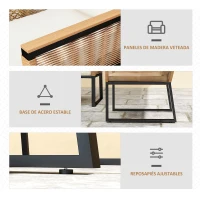 Outsunny Conjunto de Muebles de Jardín 4 Piezas de Ratán Sintético con 2 Sillones Sofá de 2 Plazas Mesa de Café Natural y Crema(m-8)