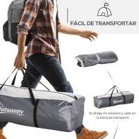 Outsunny Carpa Portátil de Camping para 6-8 Personas con 4 Mosquiteros Gancho y Bolsa Anti-UV 350x350x230 cm Gris y Blanco(m-8)