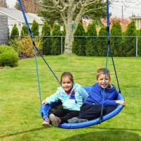 HOMCOM Kid Nest Swing Seat Saucer Tree Swing 40 Inch/100cm for Outdoor Indoor Blue(m-2)