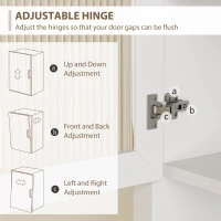 HOMCOM Kitchen Cupboard, Freestanding Storage Cabinet with Glass Doors, Adjustable Shelves, and Open Counter, White(m-8)