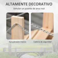 Outsunny Puente de Jardín de Madera con Pasamanos Puente Decorativo para Estanque Carga 5 kg 100x32x48 cm Natural(m-5)