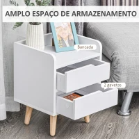 HOMCOM Mesa de cabeceira polivalente com 2 gavetas espaçosas 33x28x42 cm(m-5)