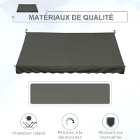 Outsunny Store banne Manuel rétractable 3L x 1,5l m Auvent Téléscopique sans Perçage Inclinaison et Hauteur réglable Installation Rapide métal alu Polyester Anti-UV gris(m-4)