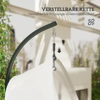 Outsunny Hängesessel mit Gestell, Eiförmiger Hängeschaukel mit weichem, tiefem Kissen, Sitzpolstern Hellgrau(m-7)
