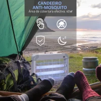Outsunny Lâmpada Anti-mosquito Elétrica com Luz Ultravioleta 20W com 2 Tubos LED Área de Ação 60m² 39x7.5x26.5 cm Branco(m-4)