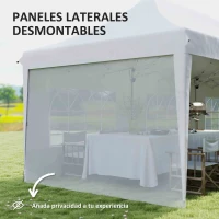 Outsunny Carpa Plegable 9x3x3 m con Altura Ajustable Paredes Laterales Ventanas Protección UV50+ y Bolsa de Transporte Blanco(m-5)