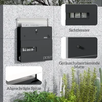 HOMCOM Brievenbus, Wandmontage, Afsluitbaar, Kijkvenster, Staal, Grijs(m-6)