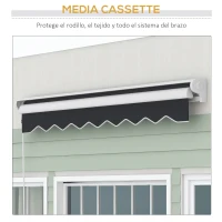 Outsunny Toldo Eléctrico Retráctil y Manual 250x200 cm Toldo Portátil con Mando a Distancia Manivela Marco de Aluminio Gris(m-5)
