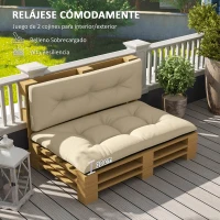 Outsunny Conjunto de 2 Cojines para Palets Acolchados de 120cm de Largo Impermeable Anti-UV para Interior y Exterior Beige(m-4)