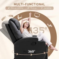 HOMCOM Recliner Chair, Recliner Massage Rocker Chair with 360° Rotate, 165° Reclining Function, Adjustable Footrest, Swivel Armchair Single Sofa for Living Room with Drink Holders, Side Pockets, Black(m-5)