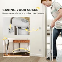 PawHut Retractable Stair Gate Extends Up to 140 cm Wide, Dog Gate for Doorways, Stairways, Hallways, Grey(m-7)