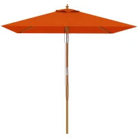Outsunny 2m Tilting Wooden Pole Parasol - Orange(m-11)