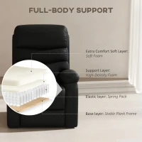 HOMCOM PU Leather Reclining Chair, Manual Recliner Chair with Padded Armrests, Retractable Footrest and Wood Frame, Black(m-5)