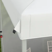 Outsunny Carpa Plegable de Jardín de 2,5x2,5 m con Altura Ajustable Anti-UV con 1 Pared Lateral y Bolsas de Arena Blanco(m-7)
