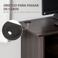 HOMCOM Secretária de Canto Mesa de Computador para Escritório Casa em Forma de L com Prateleiras 136x130x72 cm Marrom Escuro(m-6)