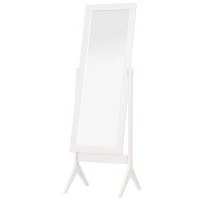 HOMCOM Espelho de maquilhagem de pé reclinável nórdico para quarto sala moldura de madeira 47x46x148 cm branco(m-10)