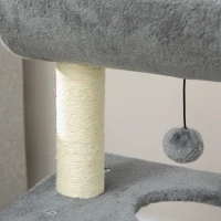 PawHut Mini Rascador para Gatos con Postes de Yute Plataforma en U Cama de Felpa y Juguetes Colgantes 60x30x76 cm Gris Claro(m-9)