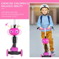 HOMCOM Adjustable Kids Toddler Scooter, with Removable Seat, Back Handle, Pink(m-4)