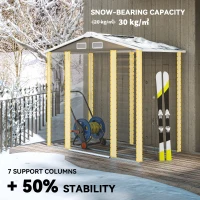 Outsunny 7 x 4ft Garden Shed, Easy to Assemble, Upgraded Galvanised Steel Frame with Foundation Kit, Double Doors with Lock, Outdoor Metal Shed with Vents and Gloves, Garden Storage Shed, Dark Grey(m-5)