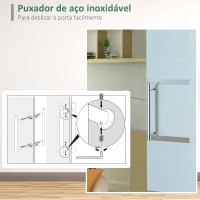 HOMCOM Porta de Correr de Vidro  Porta de Correr de Vidro com Trilho 102,5x205 cm Translúcida(m-5)