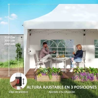 Outsunny Carpa Plegable 9x3x3 m con Altura Ajustable Paredes Laterales Ventanas Protección UV50+ y Bolsa de Transporte Blanco(m-7)
