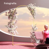 Outsunny Arco de Jardín de Metal para Rosas Arco de Boda con Recubrimiento en Polvo para Decoración 120x40x220 cm Dorado(m-9)